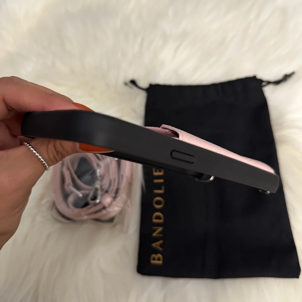 Bobby Bandolier Crossbody iPhone 15Pro Max Case - Pastel Pink/Silver - Picture 5 of 7